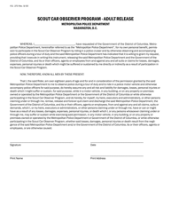 Document preview: Form P.D.370 Adult Release - Scout Car Observer Program - Washington, D.C.