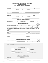 Document preview: Civil Wedding Request Information - Washington, D.C.