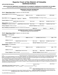 Document preview: Form MB-TEMPA Application for Temporary Authorization to Celebrate a Marriage in the District of Columbia - Washington, D.C. (English/Spanish)