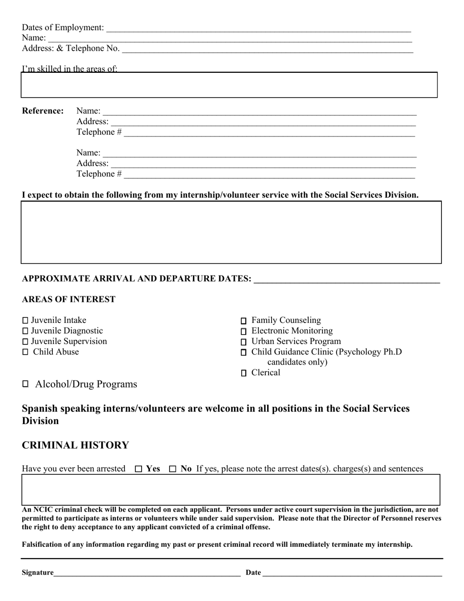 Intern / Volunteer Application - Washington, D.C., Page 2