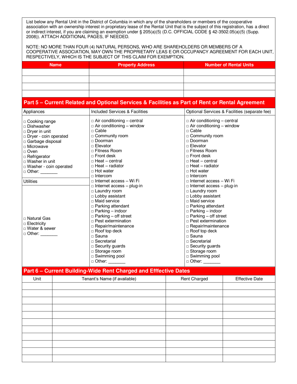 RAD Form 1 Rad Registration / Claim of Exemption Form - Washington, D.C., Page 3