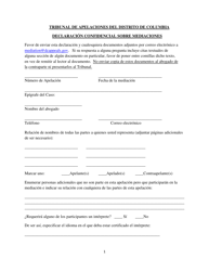 Document preview: Declaracion Confidencial Sobre Mediaciones - Washington, D.C. (Spanish)