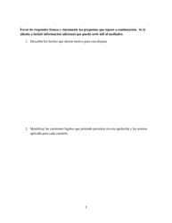 Declaracion Confidencial Sobre Mediaciones - Washington, D.C. (Spanish), Page 2