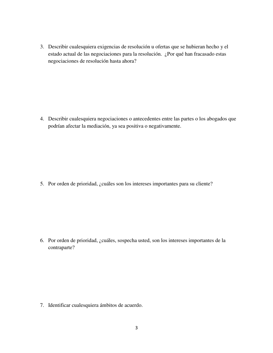 Declaracion Confidencial Sobre Mediaciones - Washington, D.C. (Spanish), Page 3