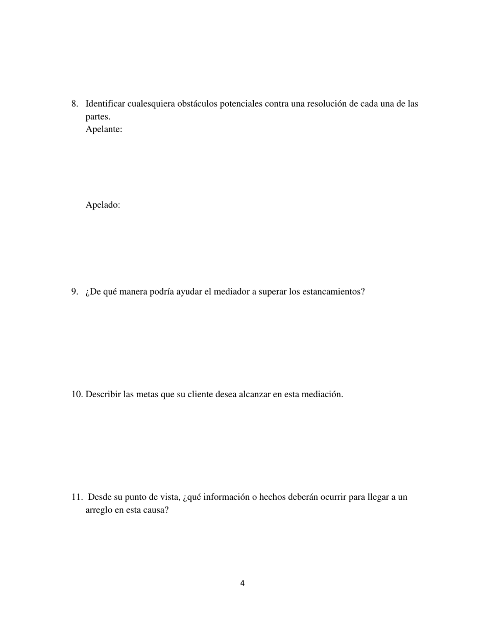 Declaracion Confidencial Sobre Mediaciones - Washington, D.C. (Spanish), Page 4
