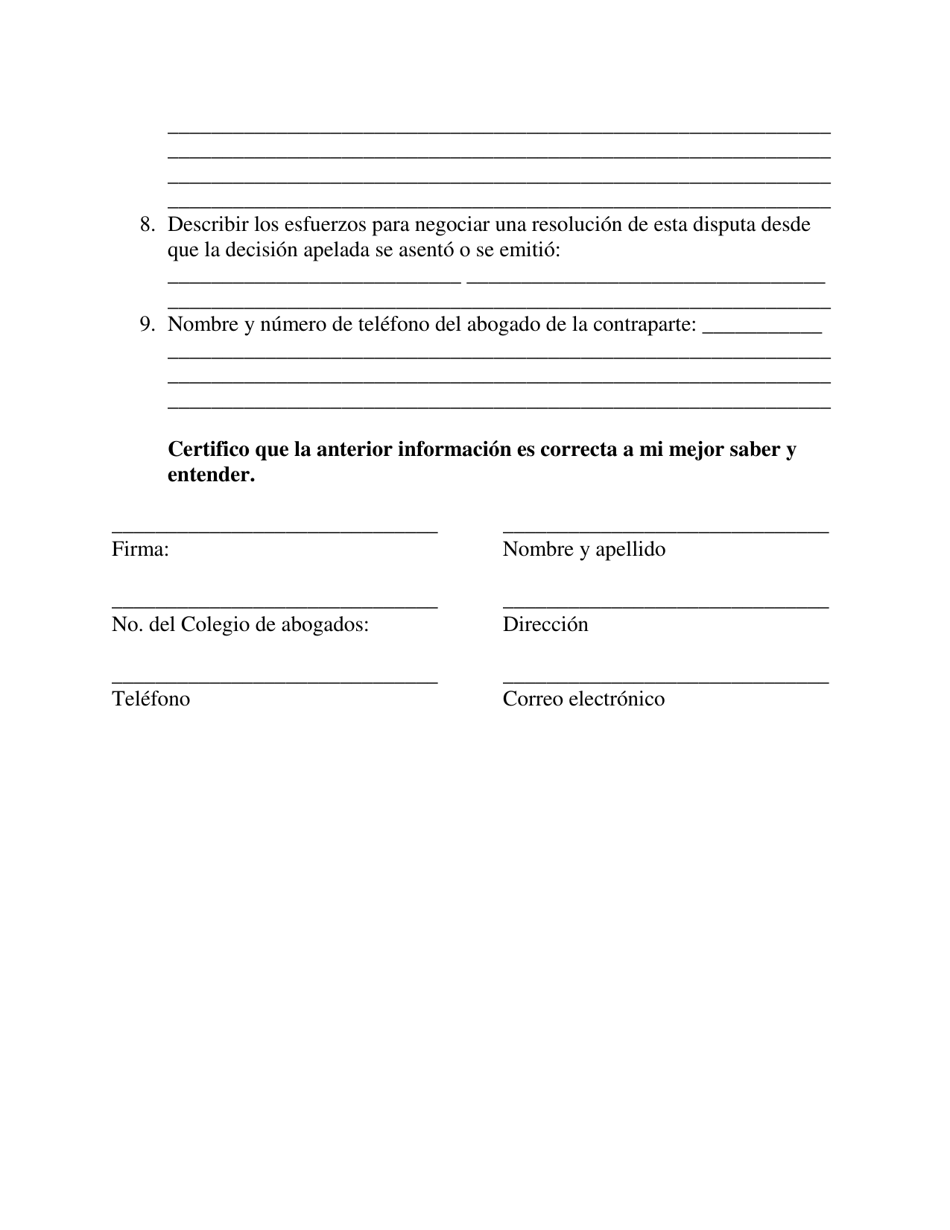 Declaracion De Revision De Mediacion (Apelaciones Civiles, Familiares Y Testamentarias) - Washington, D.C. (Spanish), Page 2