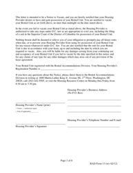 RAD Form 13 90 Day Notice to Vacate for Personal Use and Occupancy of a Contract Purchaser - Washington, D.C., Page 2
