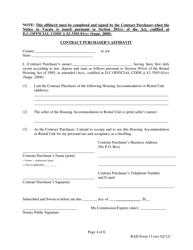 RAD Form 13 90 Day Notice to Vacate for Personal Use and Occupancy of a Contract Purchaser - Washington, D.C., Page 4