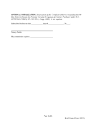 RAD Form 13 90 Day Notice to Vacate for Personal Use and Occupancy of a Contract Purchaser - Washington, D.C., Page 6