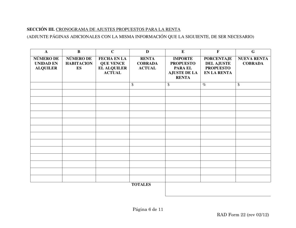 RAD Formulario 22 Pedido De Acuerdo Voluntario Del 70% - Washington, D.C. (Spanish), Page 6
