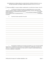 Notificacion De Traspaso De Dominio O De Un Derecho Economico En Una Vivienda Con Cinco (5) O Mas Unidades De Alquiler - Washington, D.C. (Spanish), Page 13