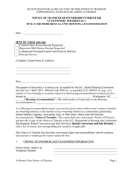 Notice of Transfer of Ownership Interest or an Economic Interest Housing Accommodations With Five (5) or More Rental Units - Washington, D.C., Page 10