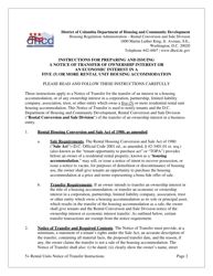Notice of Transfer of Ownership Interest or an Economic Interest Housing Accommodations With Five (5) or More Rental Units - Washington, D.C., Page 2