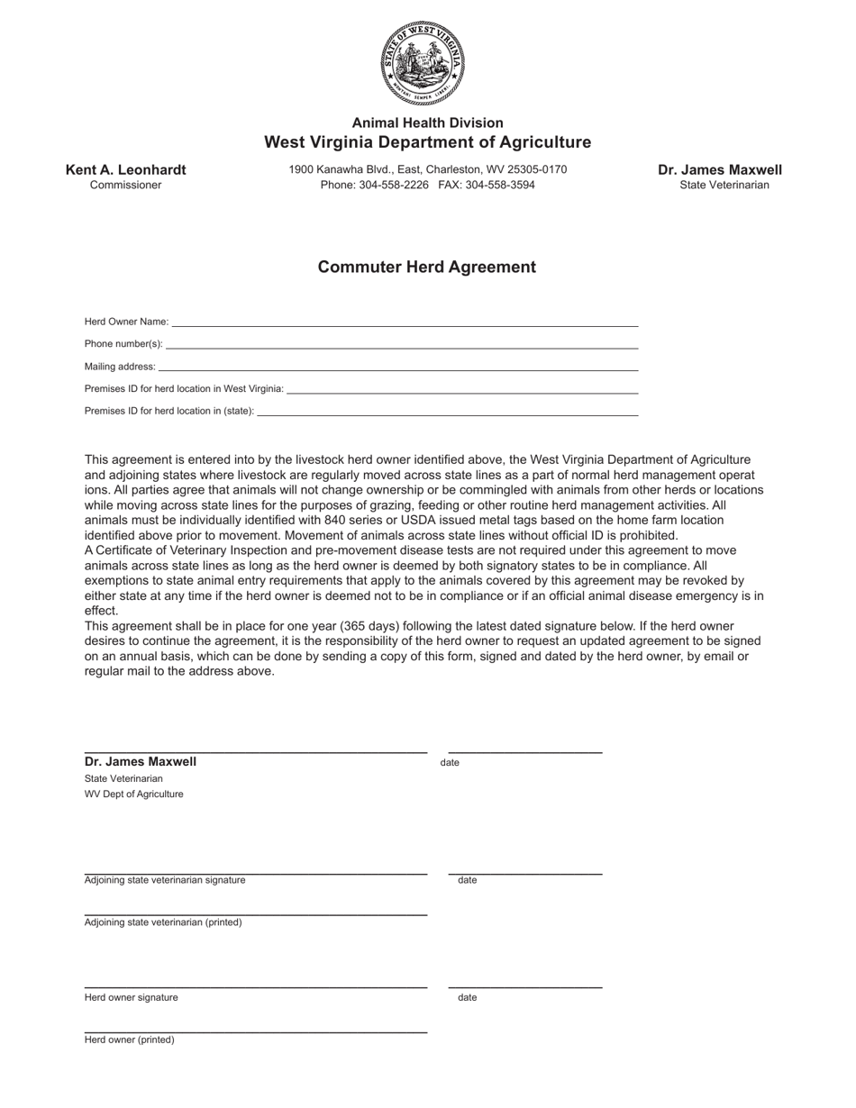 Commuter Herd Agreement - West Virginia, Page 1