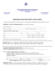 Premise/Farm Identification Form - West Virginia