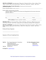 Premise/Farm Identification Form - West Virginia, Page 2
