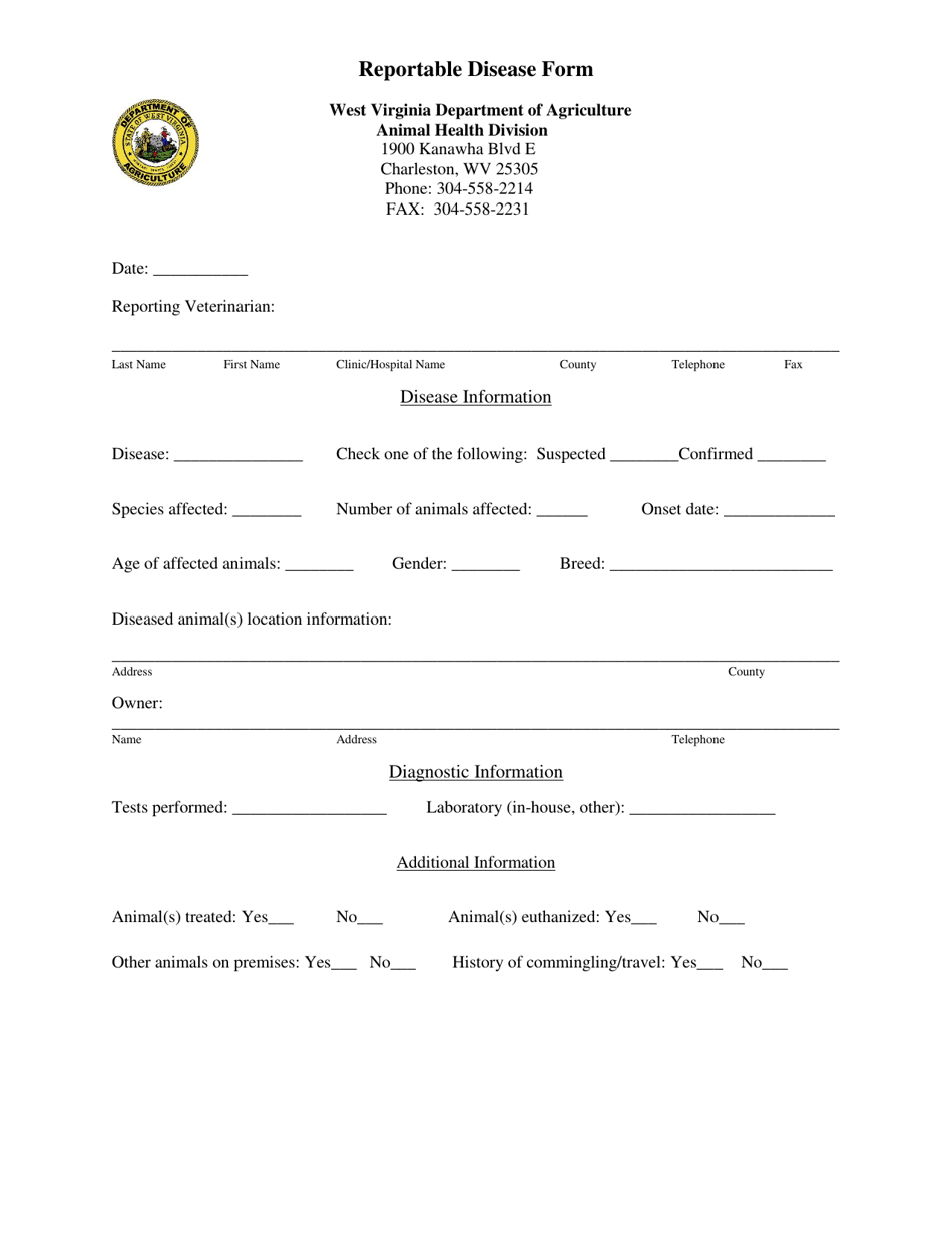 West Virginia Reportable Disease Form Fill Out, Sign Online and