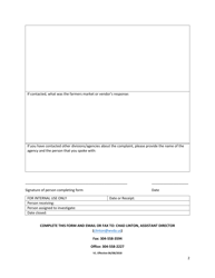 Farmers Market and Farmers Market Vendor Complaint Form - West Virginia, Page 2