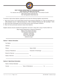 Document preview: High School Diploma Application - West Virginia