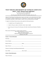 John F. &quot;jack&quot; Bennett Fund Application - West Virginia
