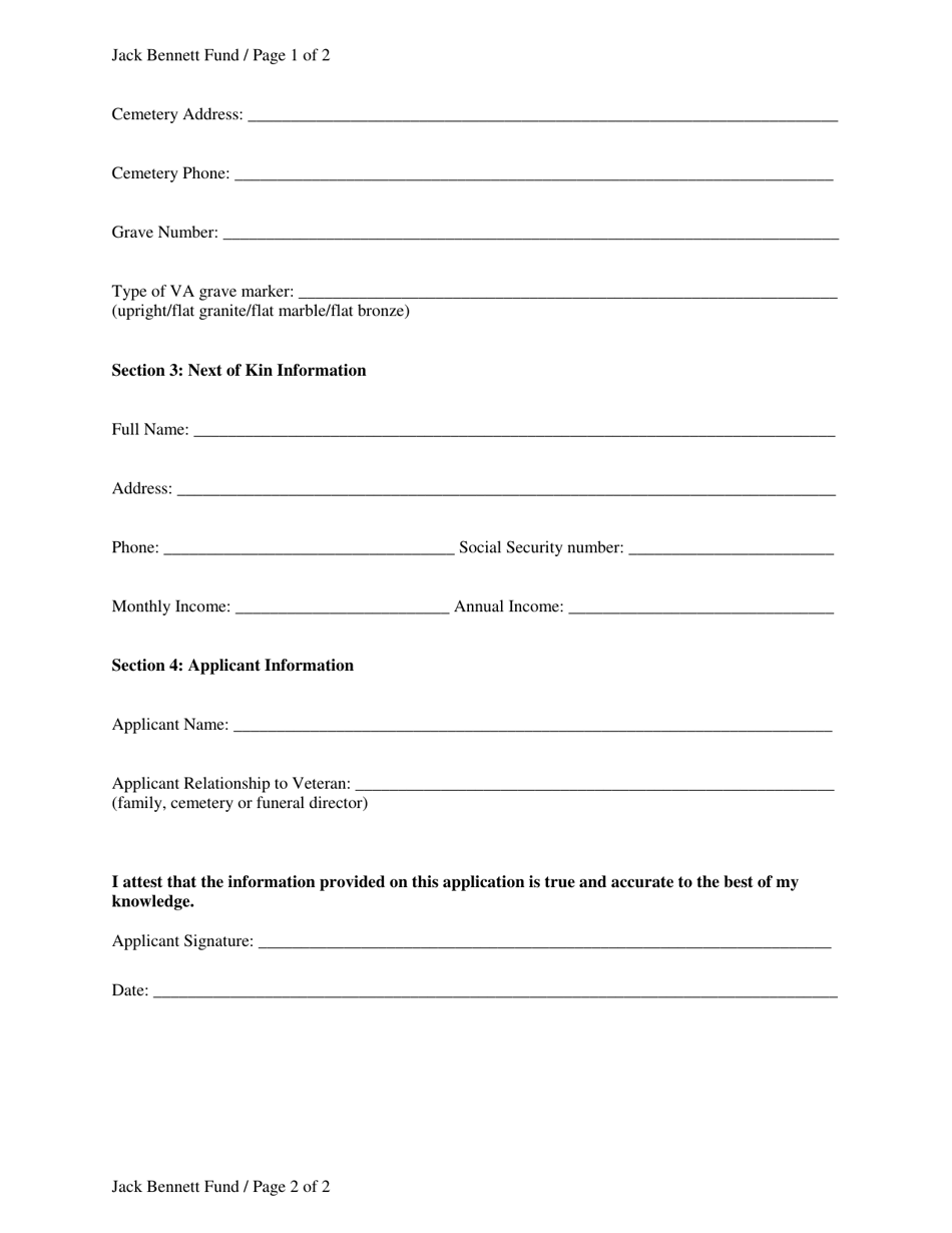 John F. jack Bennett Fund Application - West Virginia, Page 2
