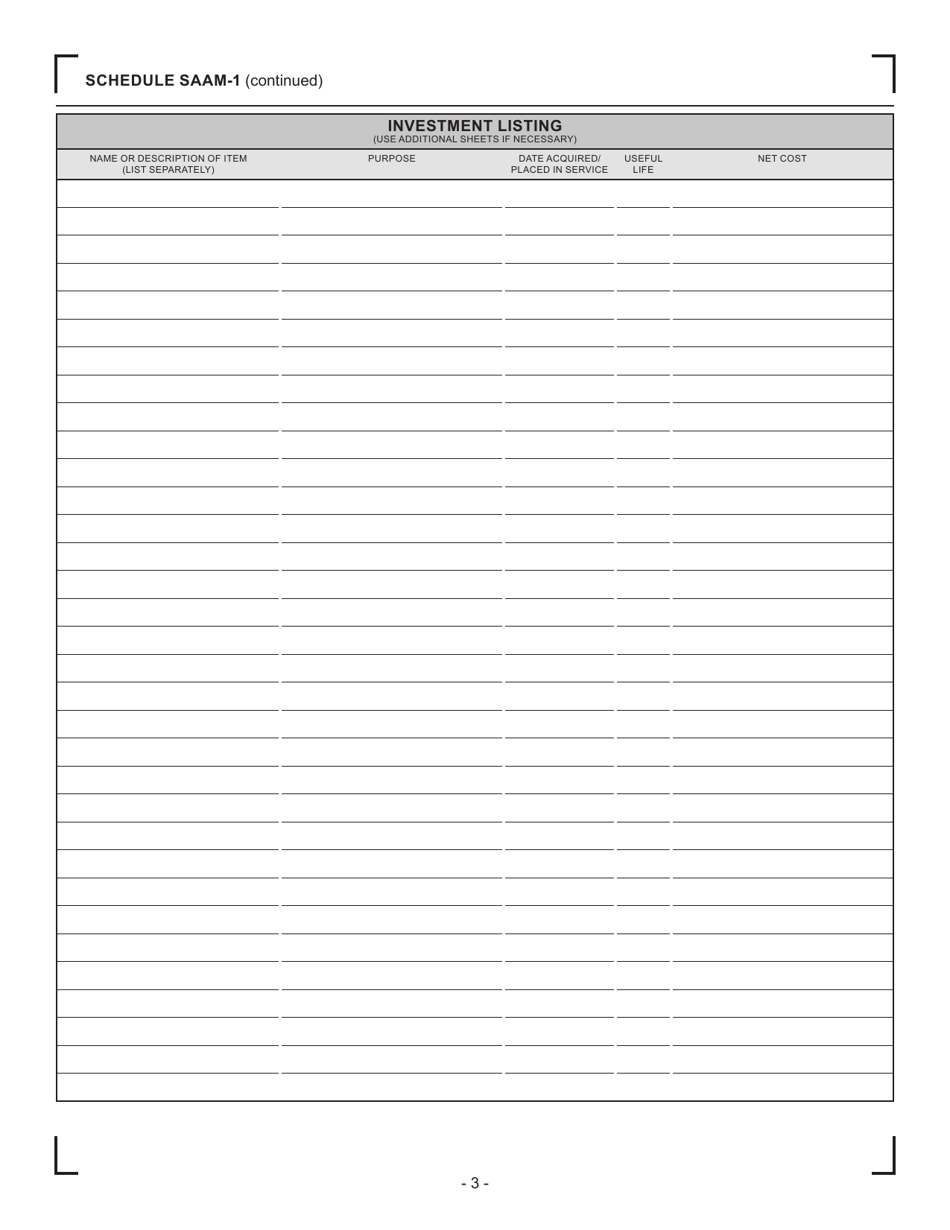 Schedule SAAM-1 West Virginia Tax Credit for Federal Excise Tax Imposed Upon Small Arms and Ammunition Manufacturers - West Virginia, Page 3