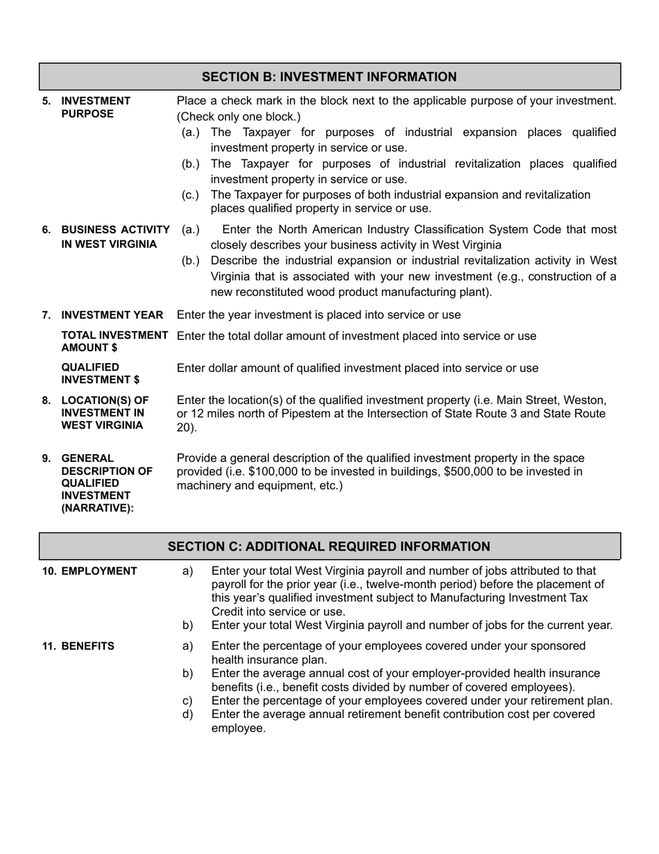 Instructions for Schedule SAAM-A Application for Wv Tax Credit for Federal Excise Tax Imposed Upon Small Arms and Ammunition Manufacturers - West Virginia, Page 2