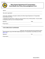 Form AH-504 Social Media Use Policy Acknowledgement Form - West Virginia