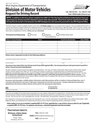 Document preview: Form DMV-101-PS1 Request for Driving Record - West Virginia