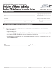 Document preview: Form DMV-123-CVSL Expired Cdl Voluntary Surrender Letter - West Virginia
