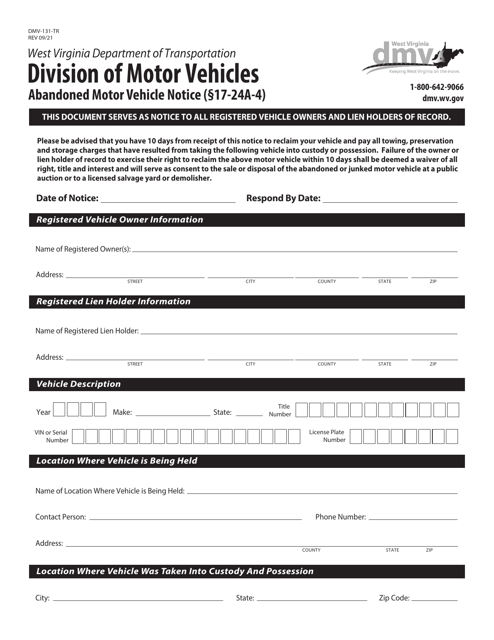 Form DMV-131-TR  Printable Pdf