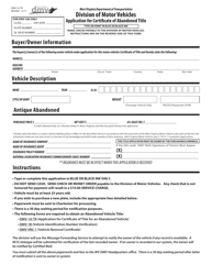 Document preview: Form DMV-1A-TR Application for Certificate of Abandoned Title - West Virginia