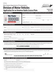 Document preview: Form DMV-42-LE Application for an Amateur Radio License Plate - West Virginia