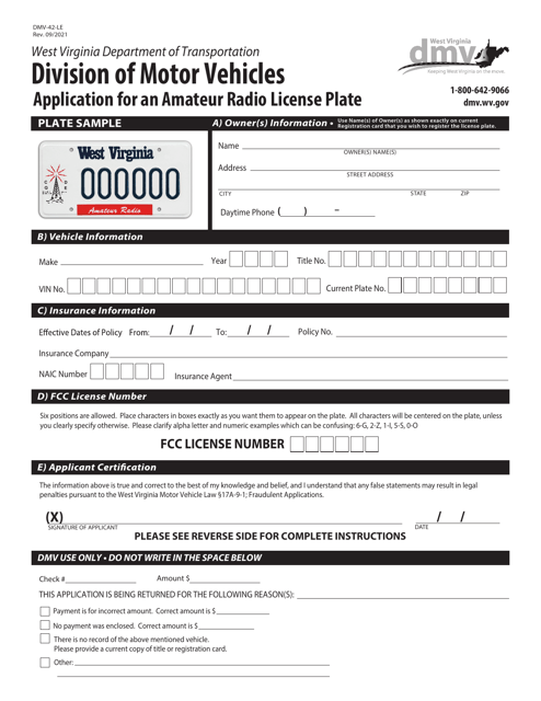 Form DMV-42-LE  Printable Pdf