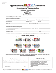Document preview: Form DMV-42-NSCR Application for a Nascar License Plate - West Virginia