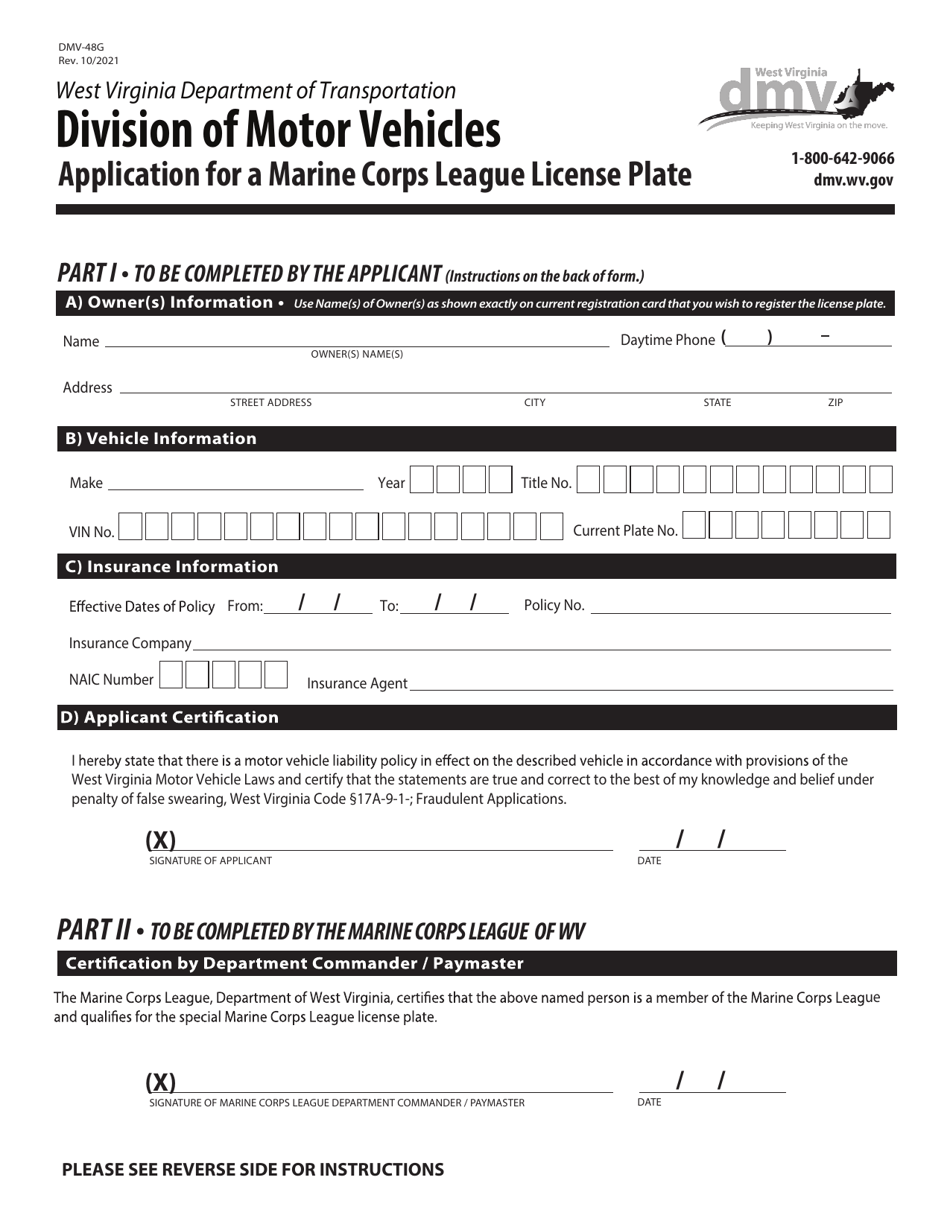 Form DMV-48G - Fill Out, Sign Online and Download Fillable PDF, West ...