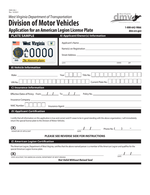 Form DMV-48-J  Printable Pdf