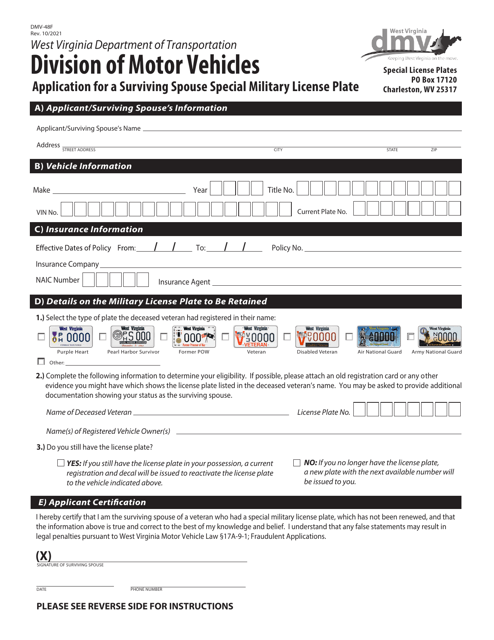 Form DMV-48F  Printable Pdf