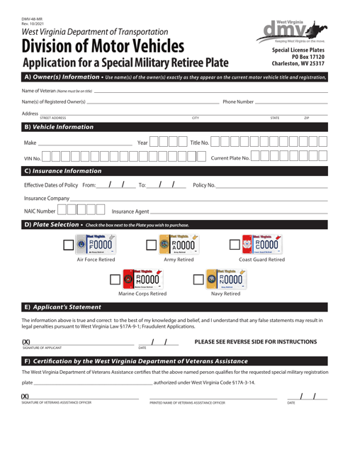 Form DMV-48-MR  Printable Pdf