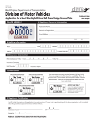 Form DMV-54-GL Application for a Most Worshipful Prince Hall Grand Lodge License Plate - West Virginia