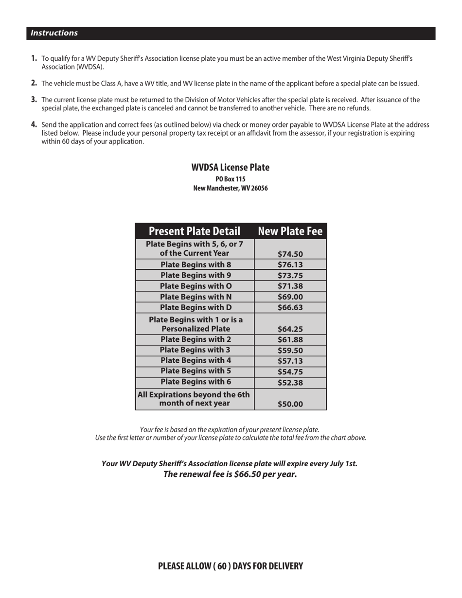 Form DMV-54-DS Application for a Wv Deputy Sheriffs Association License Plate - West Virginia, Page 2