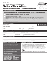 Document preview: Form DMV-43-TR Application for Issuance of a Replica License Plate - West Virginia