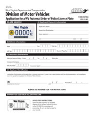 Form DMV-54-LE Application for a Wv Fraternal Order of Police License Plate - West Virginia