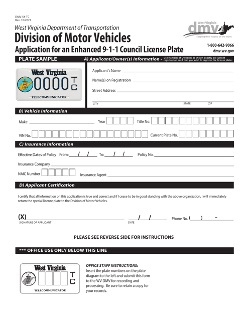 Form DMV-54-TC  Printable Pdf