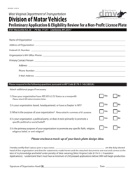 Preliminary Application &amp; Eligibility Review for a Non-profit License Plate - West Virginia, Page 4