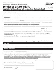 Document preview: Form DMV-101-LS Application for License Service to Process and Issue Registration Decals - West Virginia