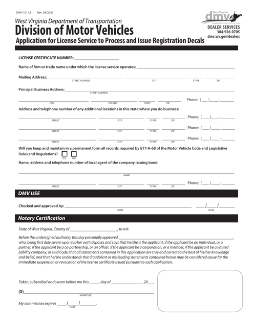 Form DMV-101-LS  Printable Pdf