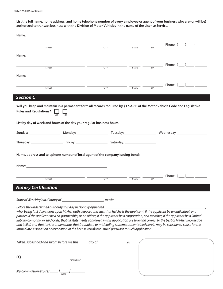 Form DMV-126-R-DS - Fill Out, Sign Online and Download Fillable PDF ...