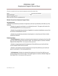 &quot;Personal Care Employment Support Record Sheet&quot; - West Virginia