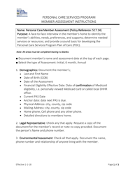 Instructions for &quot;Member Assessment Form - Personal Care Services Program&quot; - West Virginia